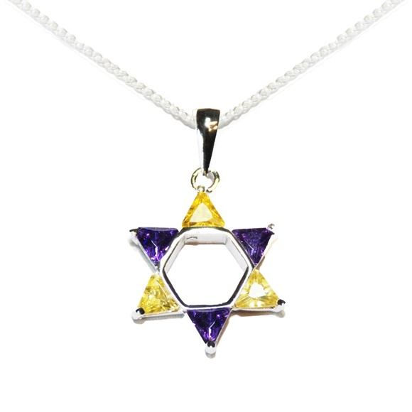 925 Sterling Silver CZ Star Pendant Chain Necklace - Picture 2 of 4